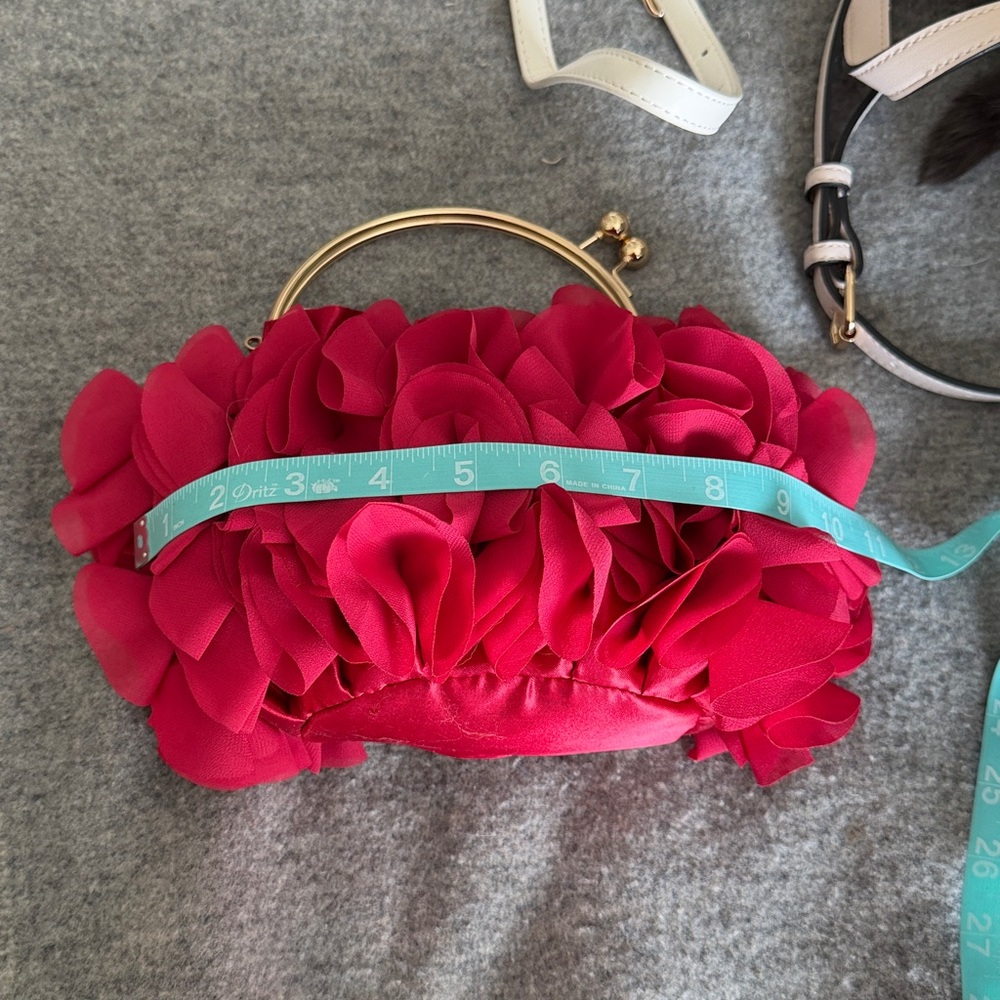 Elegant Red Ruffle Handbag